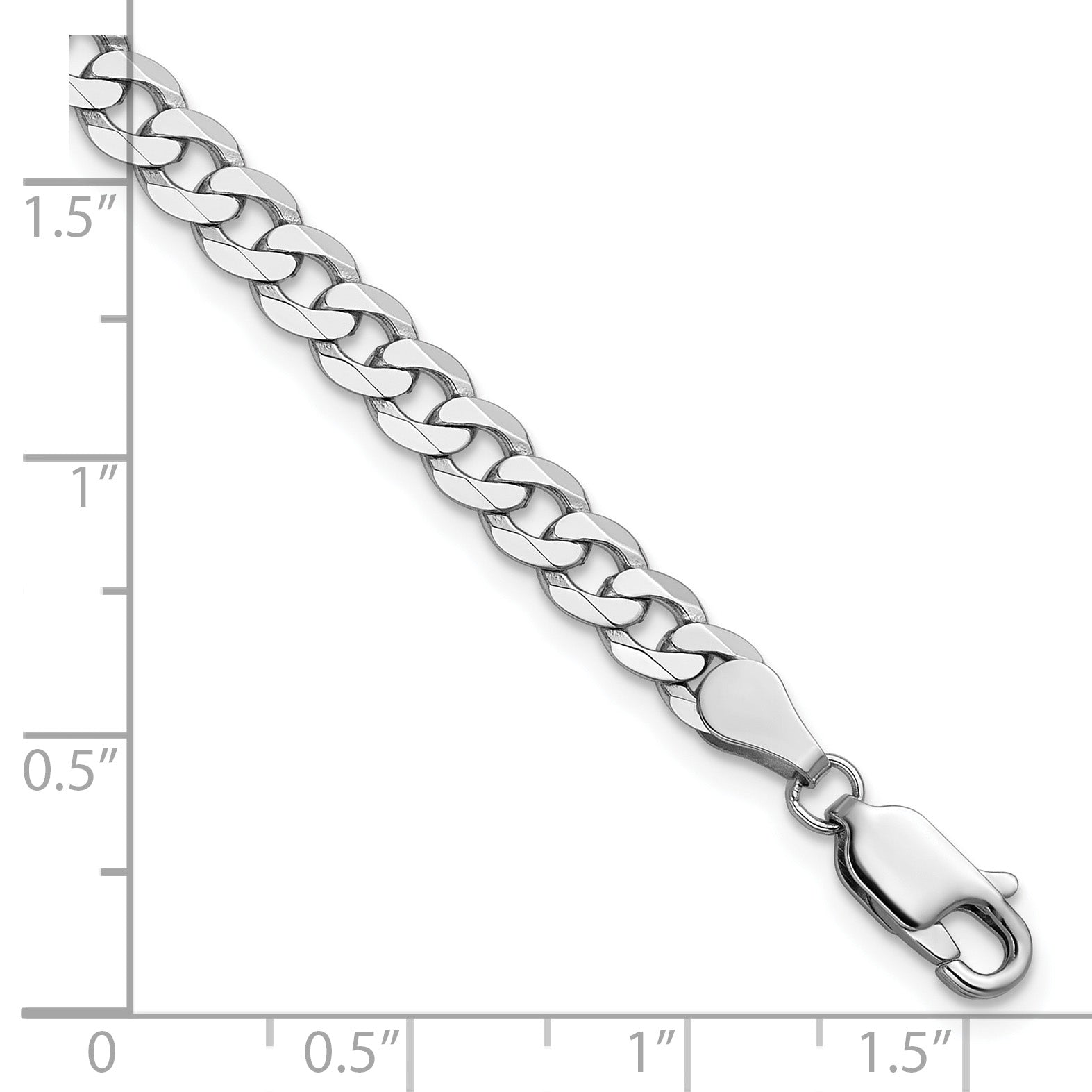 14k White Gold 4.75mm Flat Beveled Curb Chain