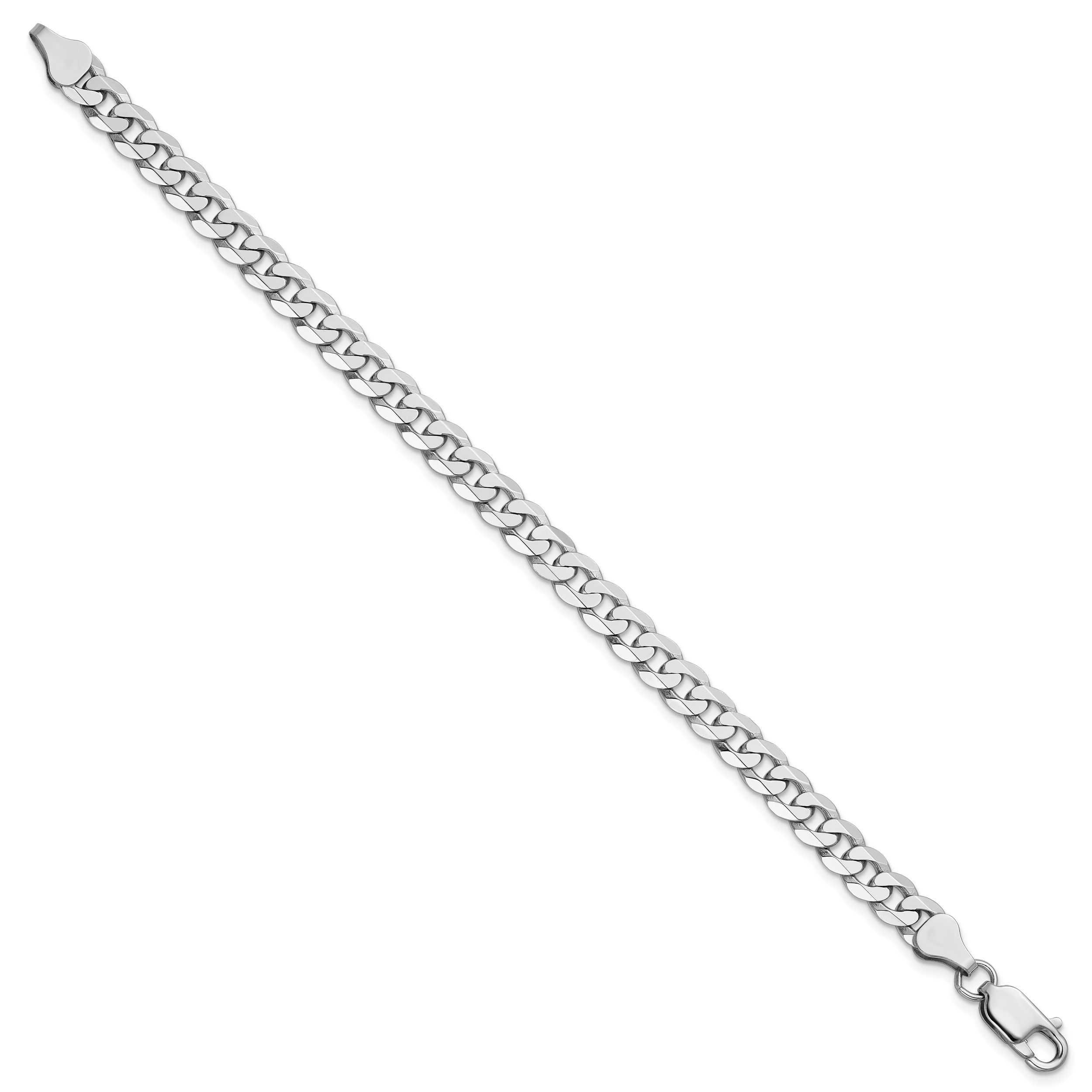 14k White Gold 6.25mm Flat Beveled Curb Chain