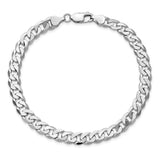 14k White Gold 7.25mm Flat Beveled Curb Chain