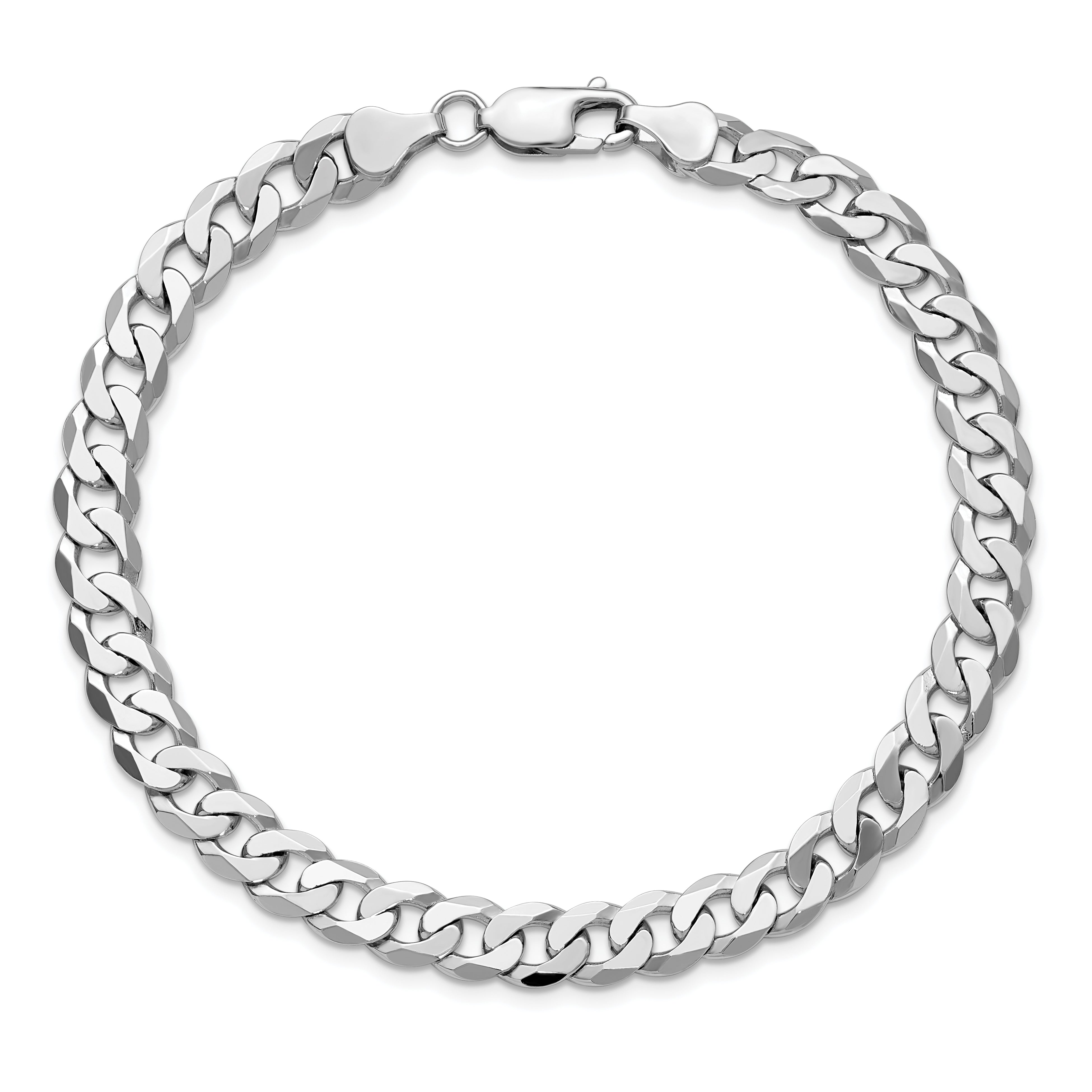 14k White Gold 7.25mm Flat Beveled Curb Chain