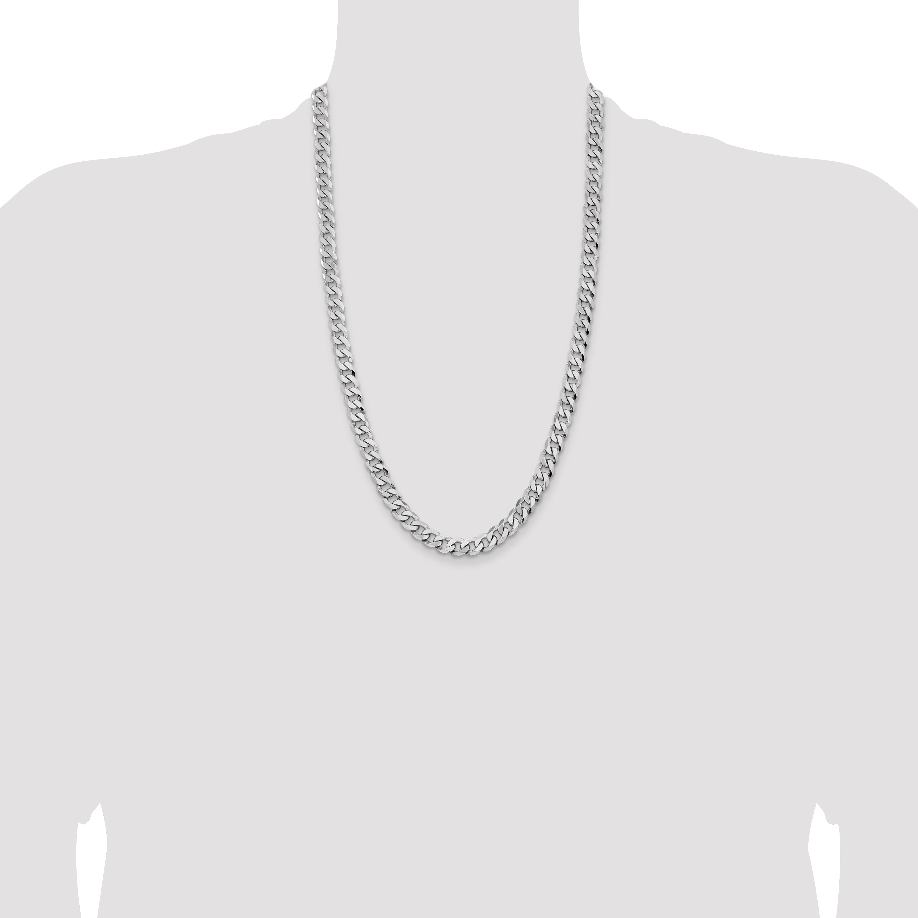 14k White Gold 8mm Flat Beveled Curb Chain