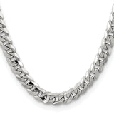 14k White Gold 8.5mm Flat Beveled Curb Chain
