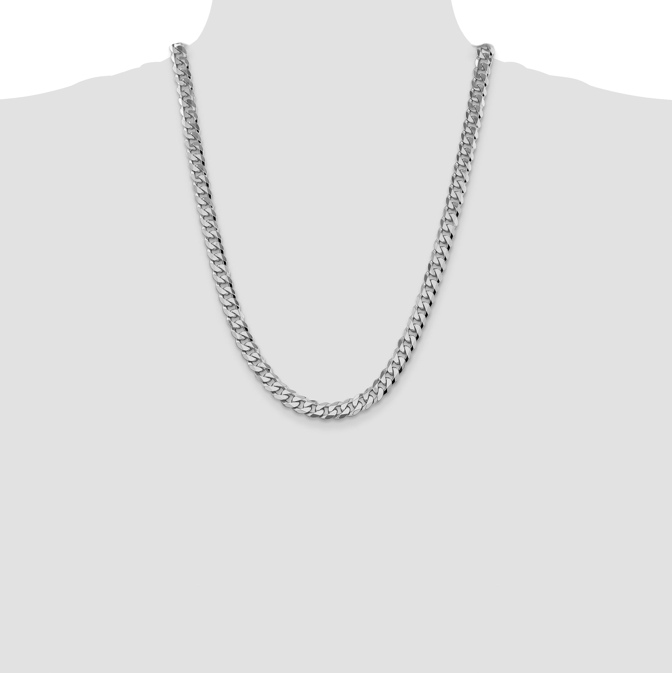 14k White Gold 8.5mm Flat Beveled Curb Chain
