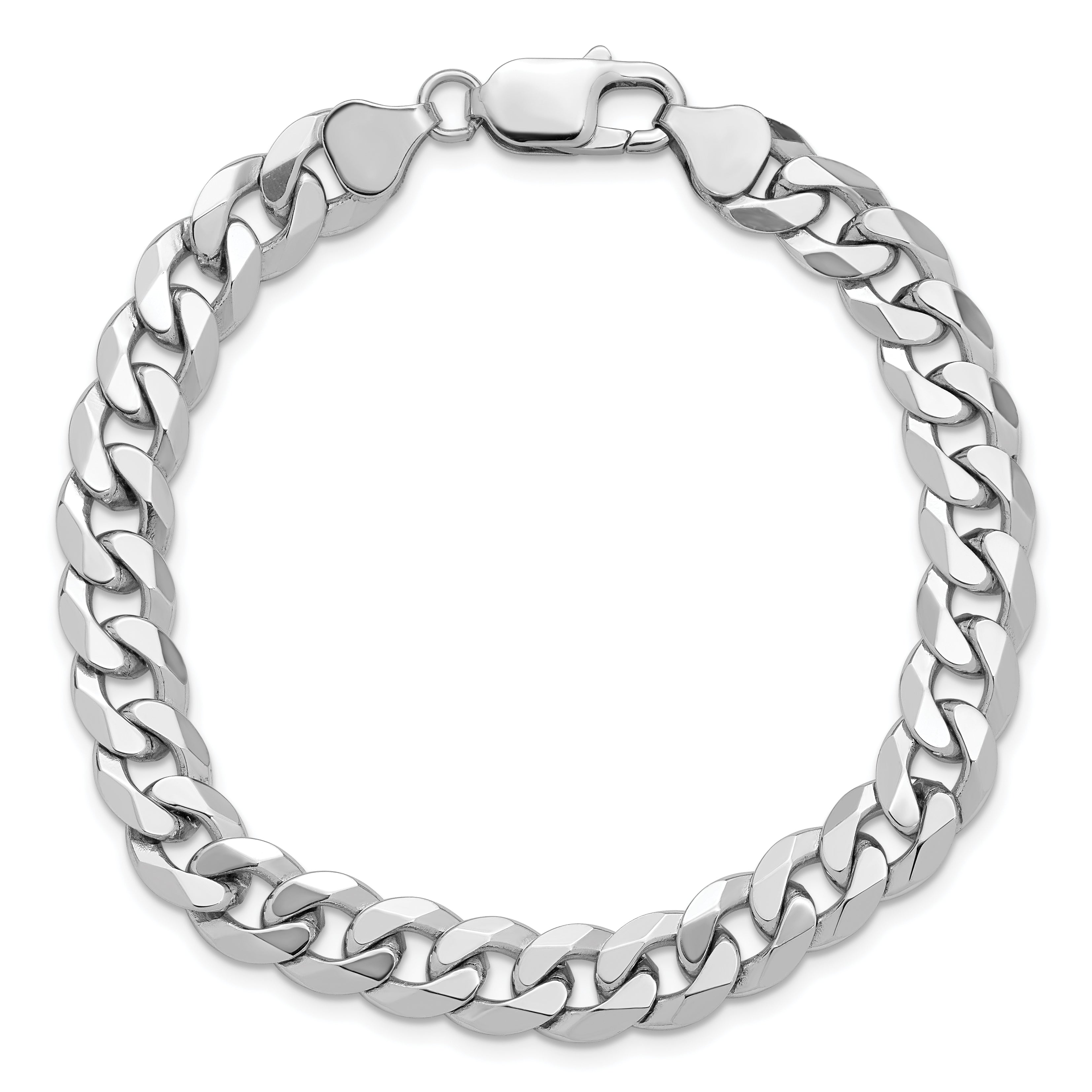 14k White Gold 8.5mm Flat Beveled Curb Chain
