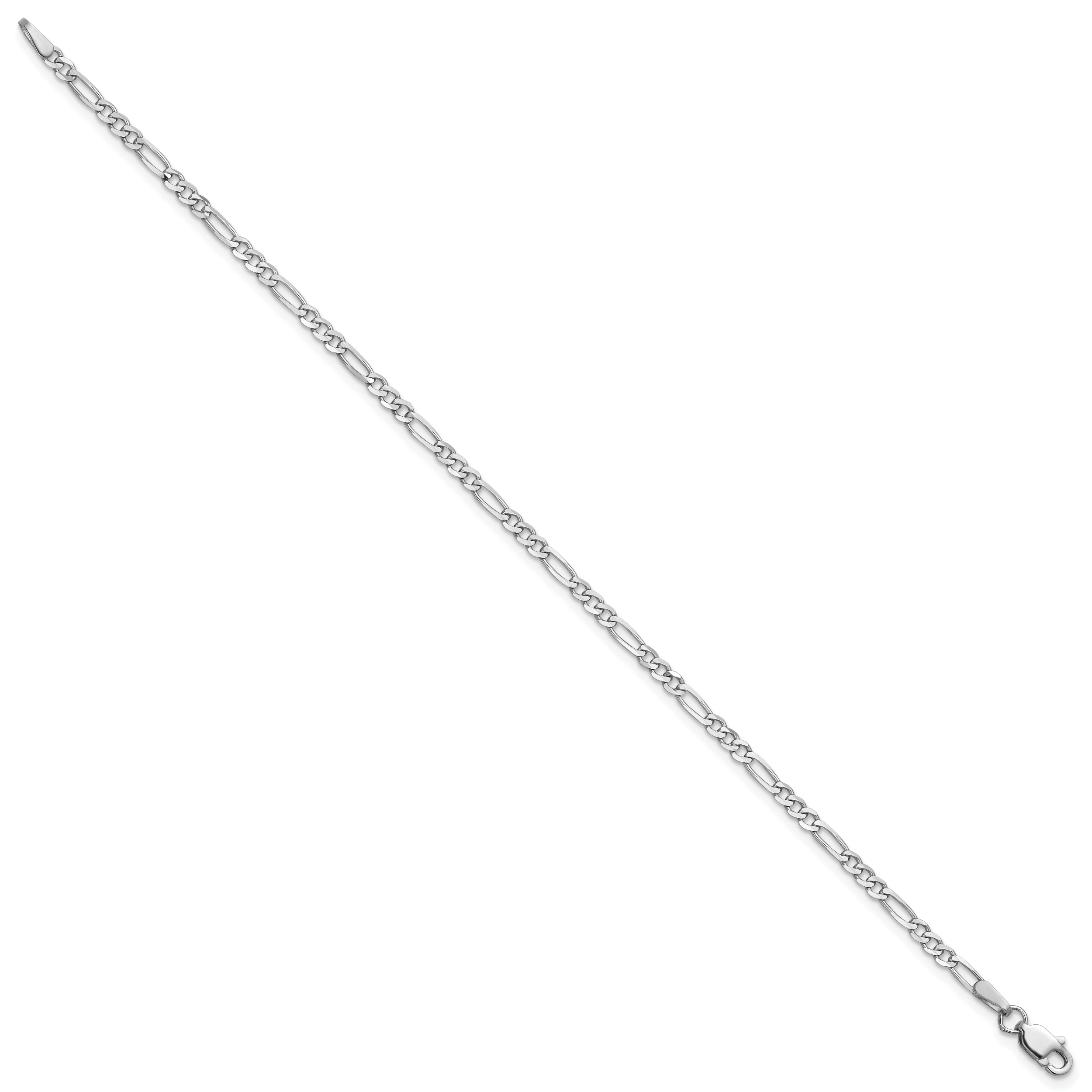 14k White Gold 2.25mm Flat Figaro Chain Anklet