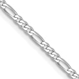14k White Gold 2.25mm Flat Figaro Chain