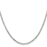 14k White Gold 2.25mm Flat Figaro Chain