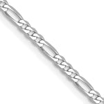 14k White Gold 2.25mm Flat Figaro Chain