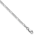 14k White Gold 2.25mm Flat Figaro Chain