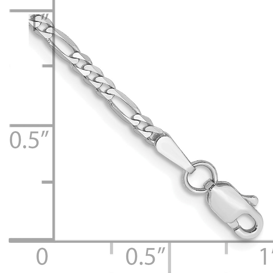 14k White Gold 2.25mm Flat Figaro Chain