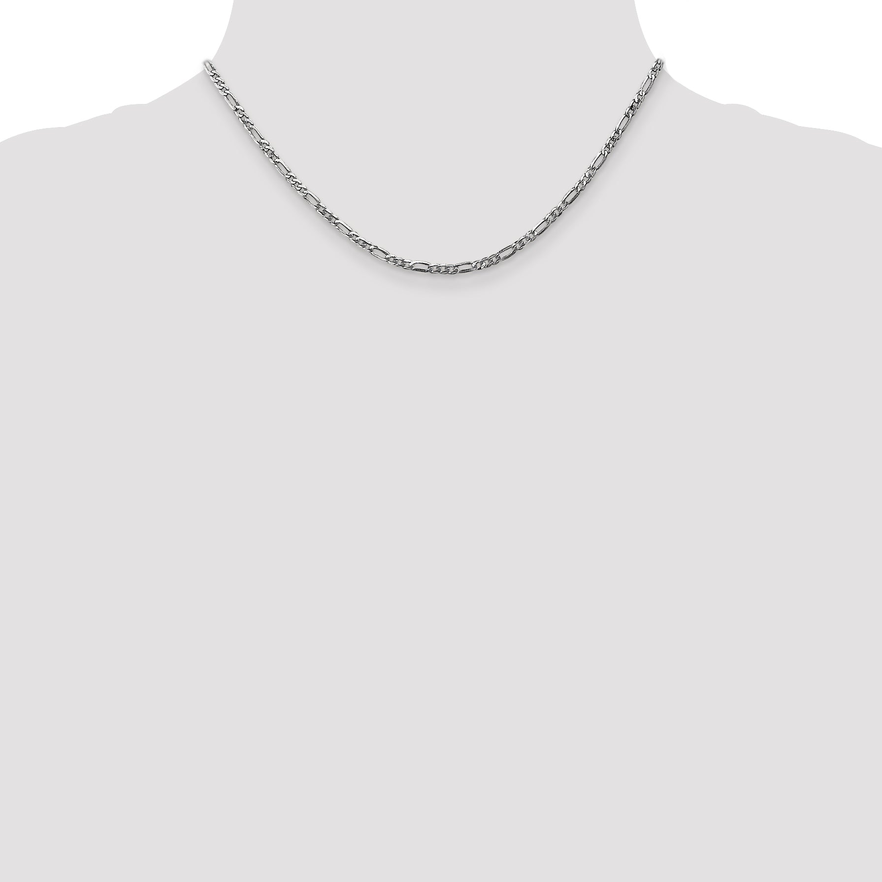 14k White Gold 2.75mm Flat Figaro Chain