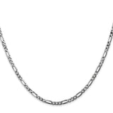 14k White Gold 2.75mm Flat Figaro Chain