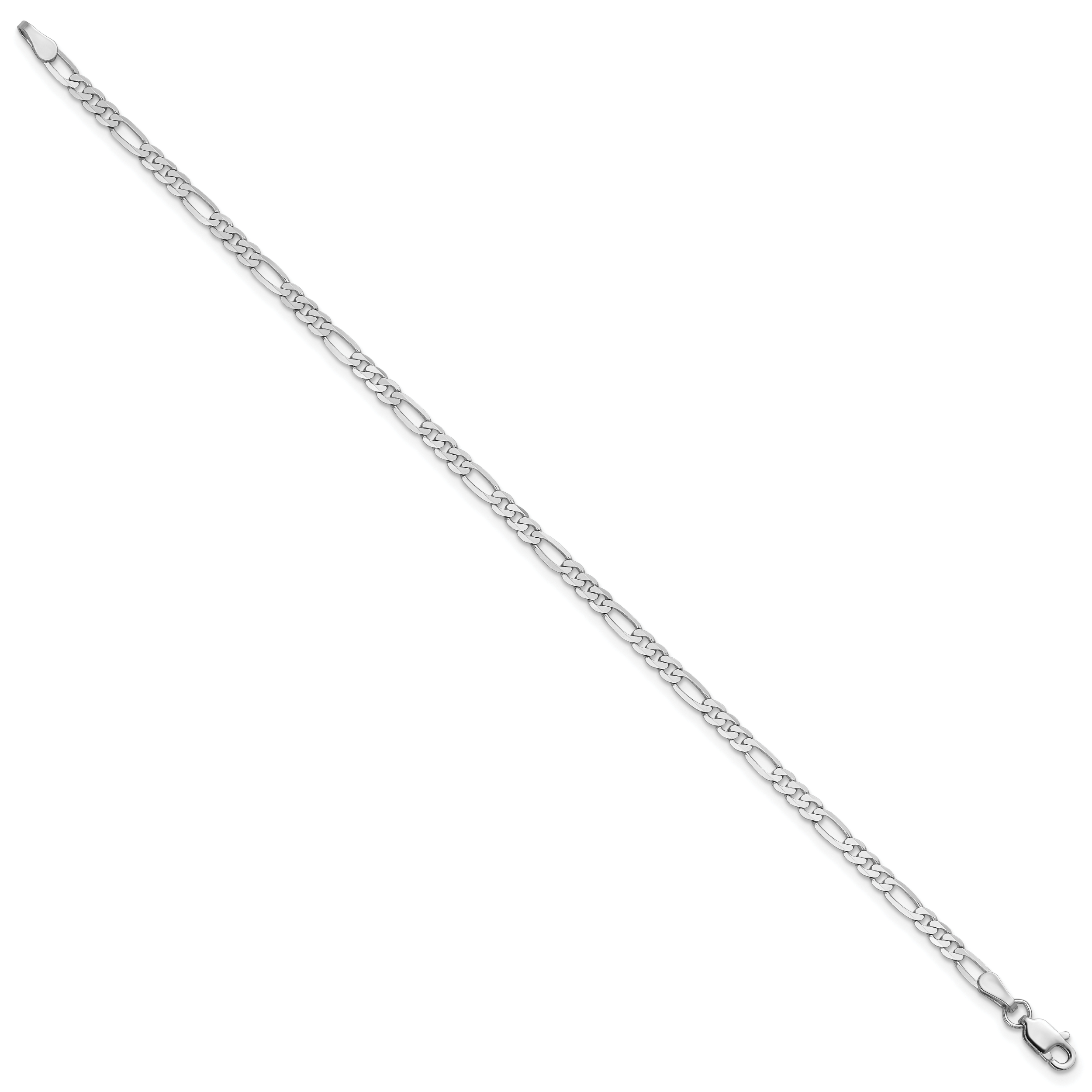14k White Gold 2.75mm Flat Figaro Chain Anklet