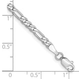 14k White Gold 3mm Flat Figaro Chain Anklet