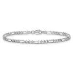 14k White Gold 3mm Flat Figaro Chain Anklet