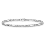14k White Gold 3mm Flat Figaro Chain Anklet