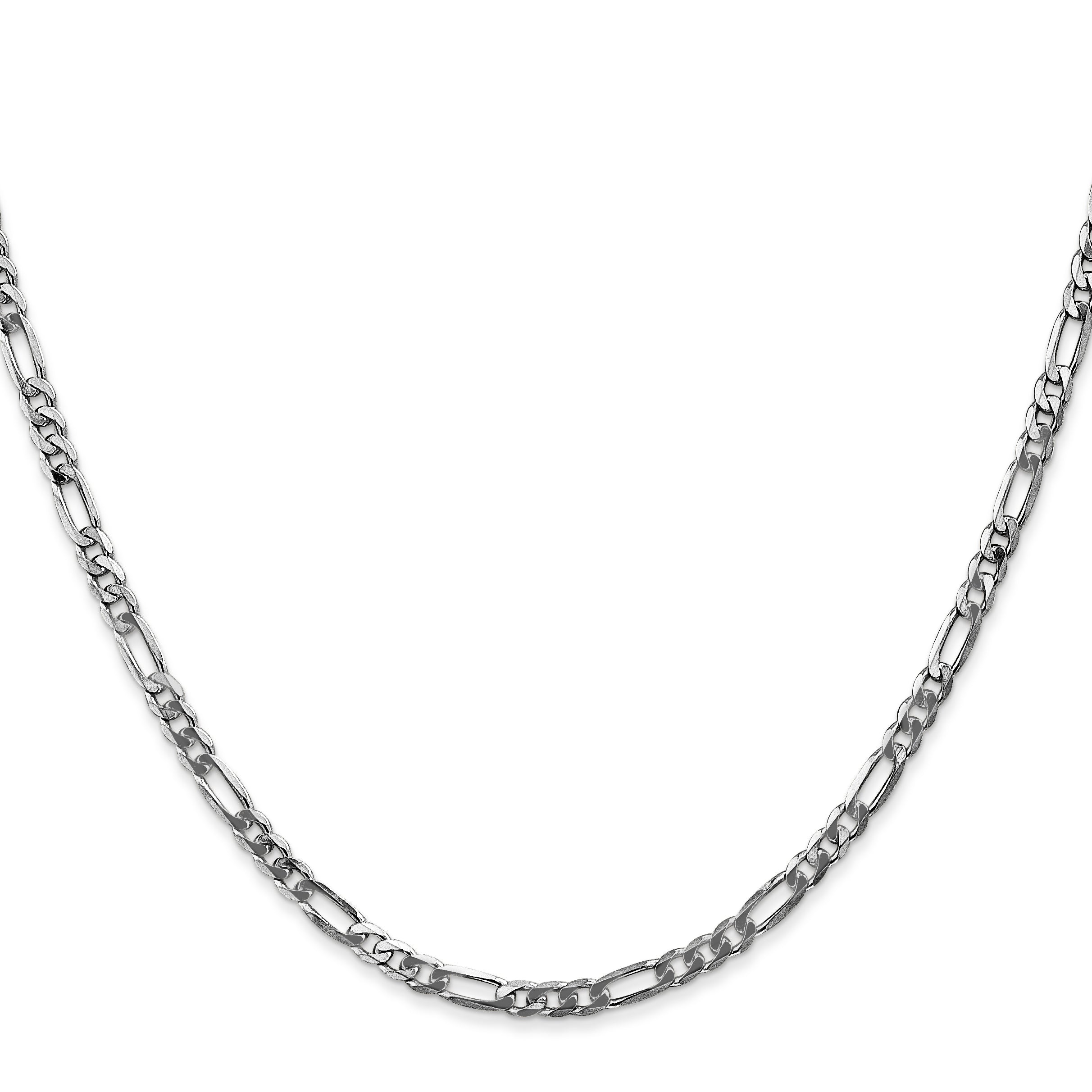 14k White Gold 3mm Flat Figaro Chain