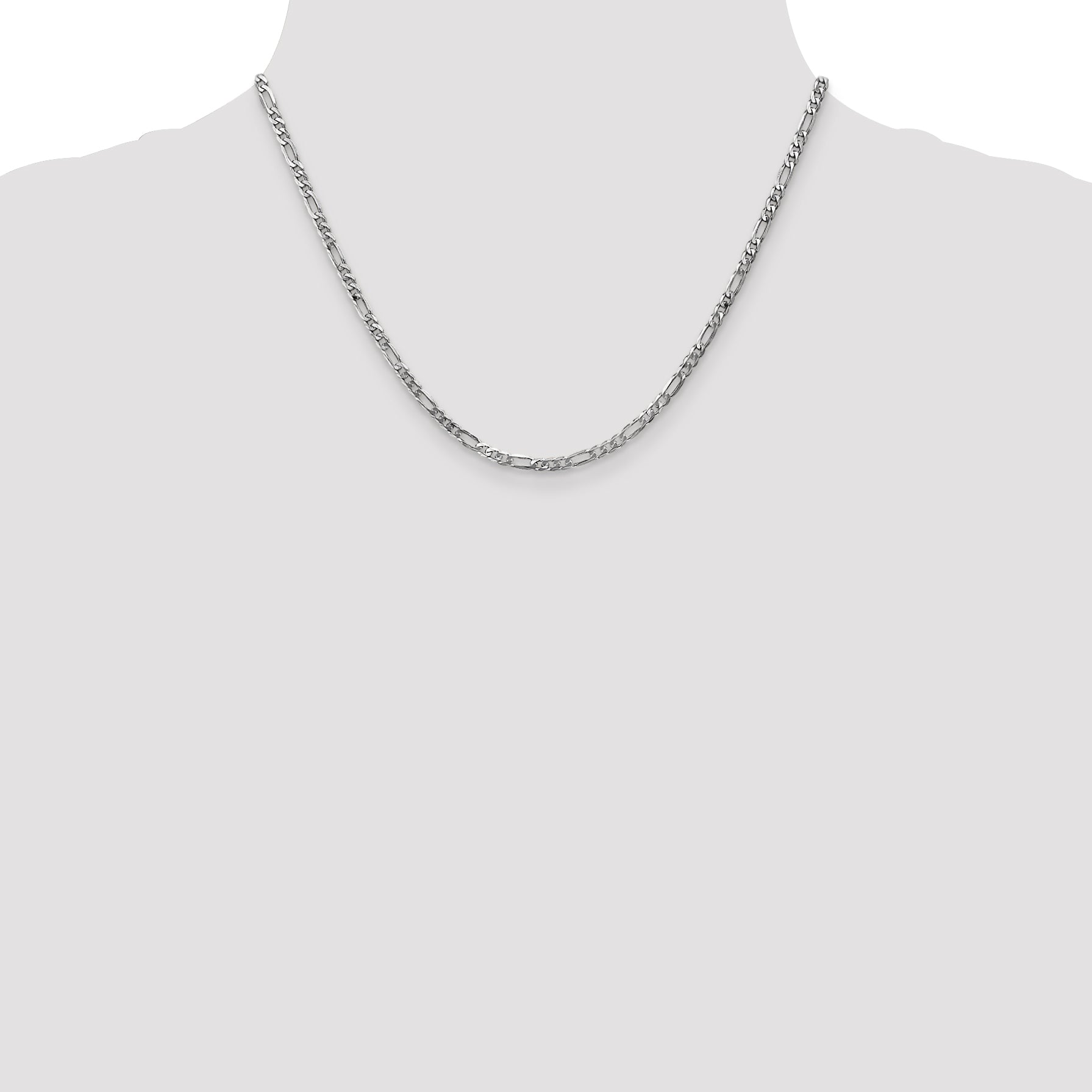 14k White Gold 3mm Flat Figaro Chain