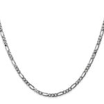 14k White Gold 3mm Flat Figaro Chain
