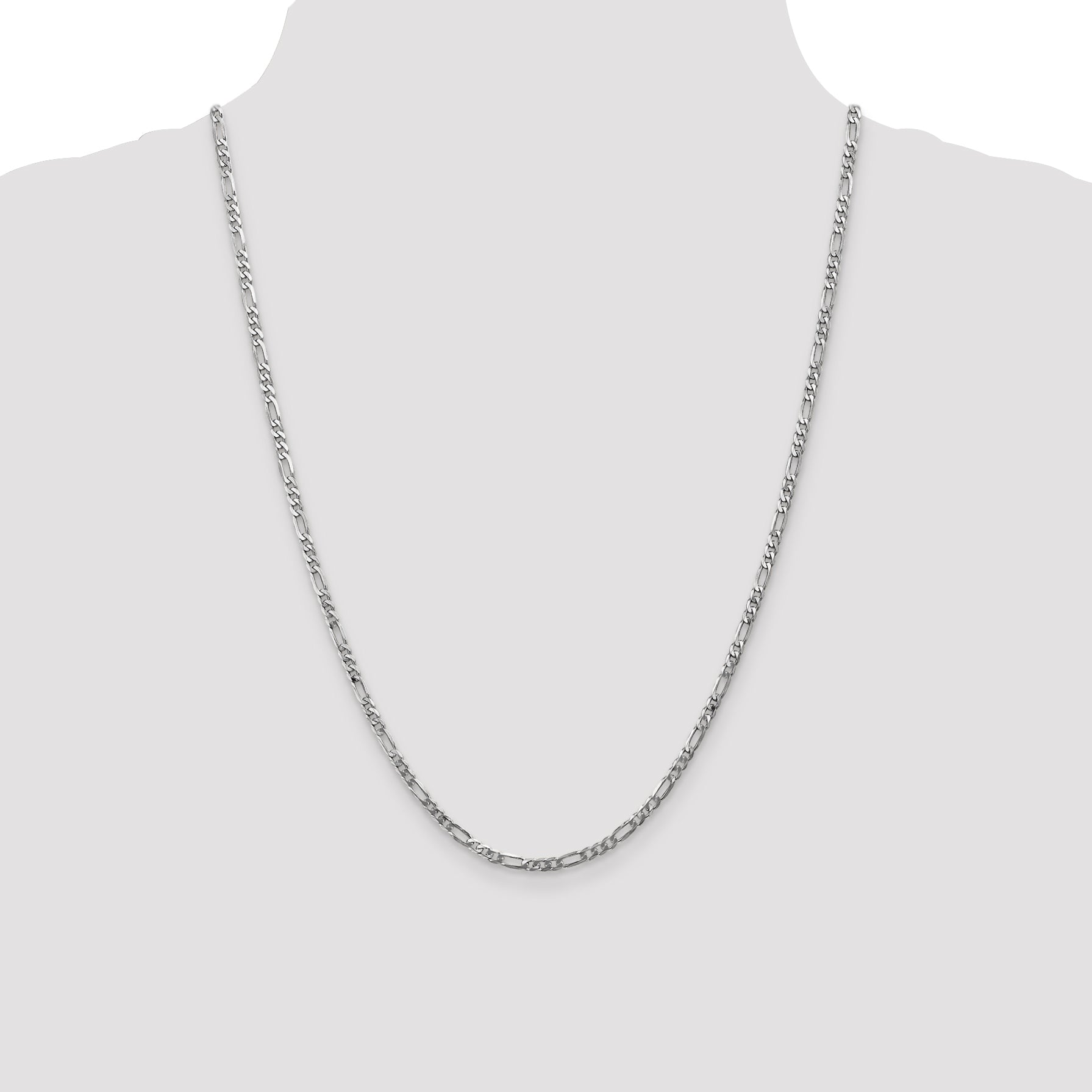 14k White Gold 3mm Flat Figaro Chain