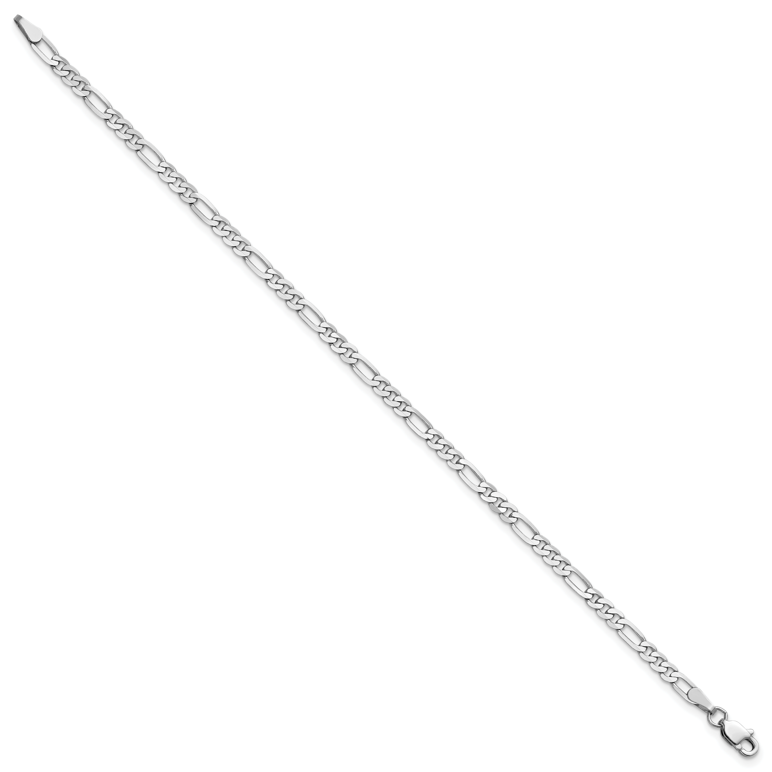 14k White Gold 3mm Flat Figaro Chain Anklet