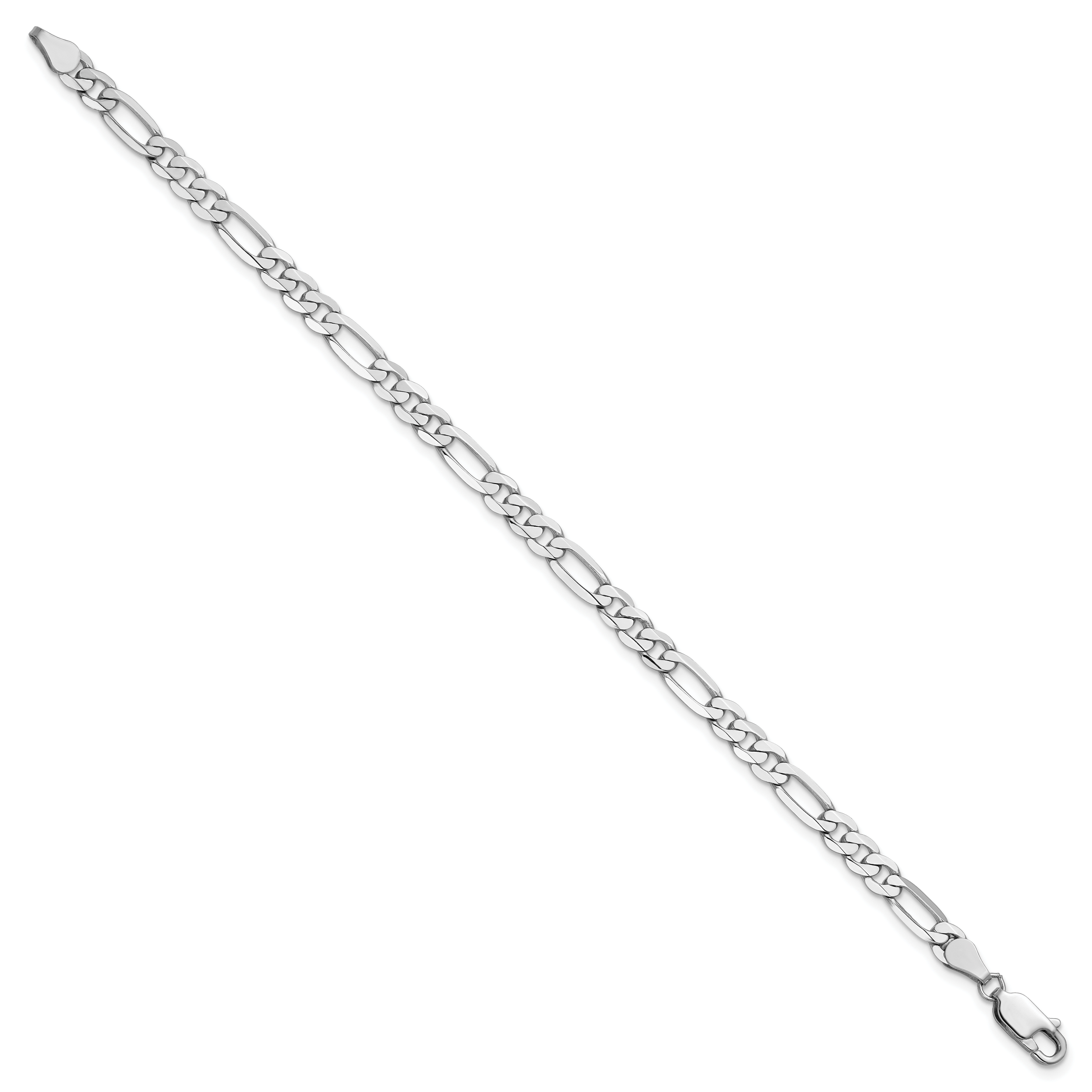 14k White Gold 4.5mm Flat Figaro Chain