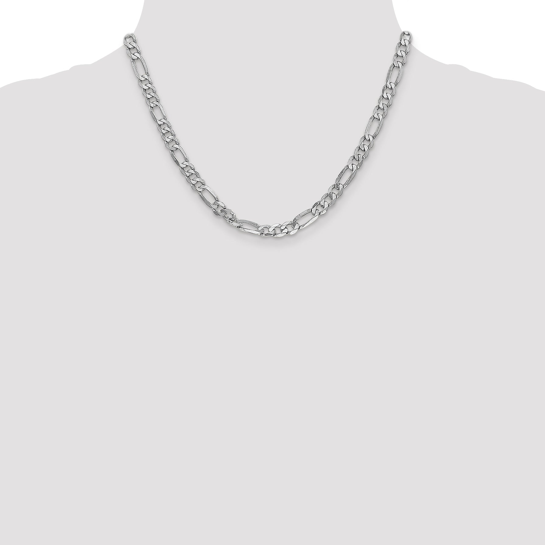 14k White Gold 6mm Flat Figaro Chain