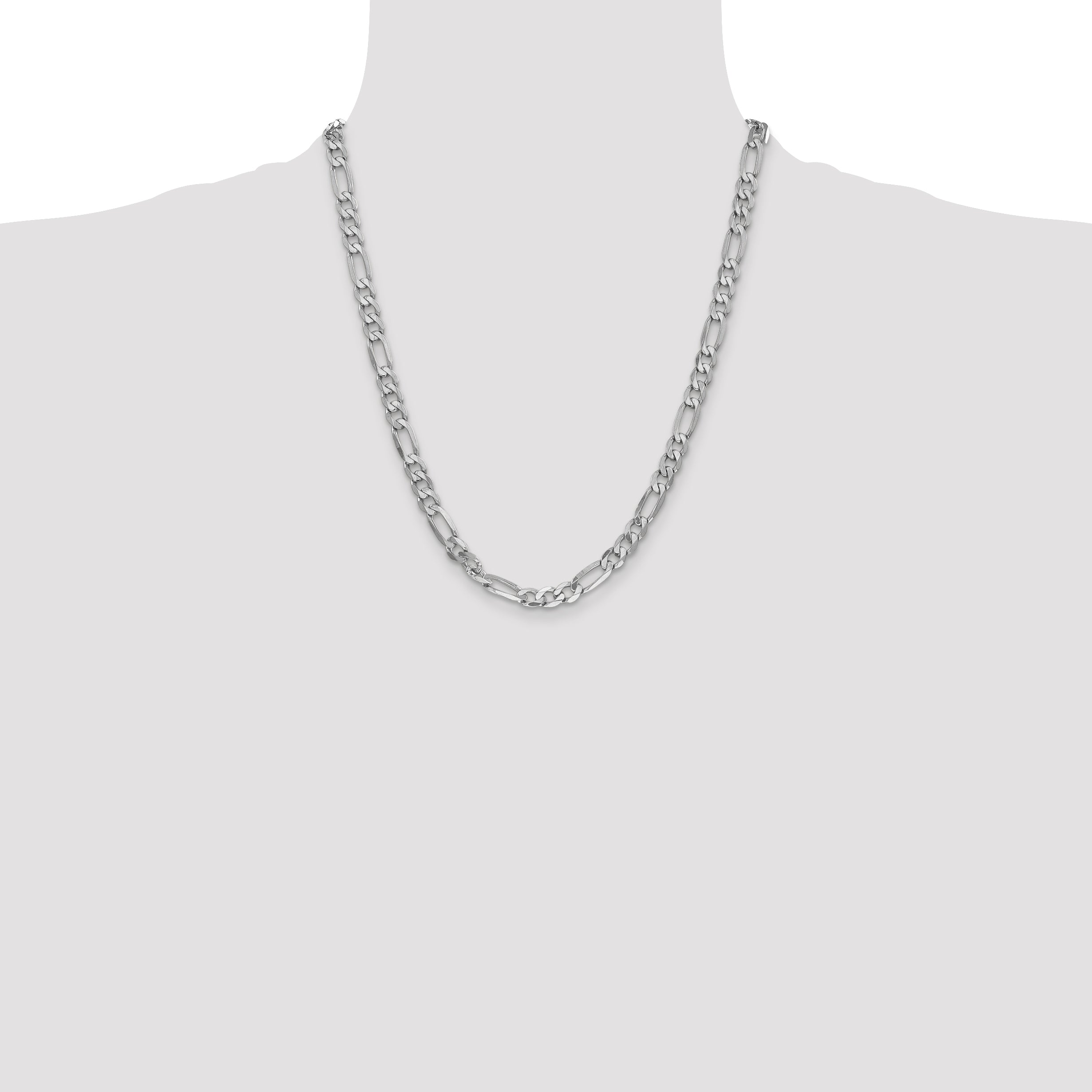 14k White Gold 6mm Flat Figaro Chain