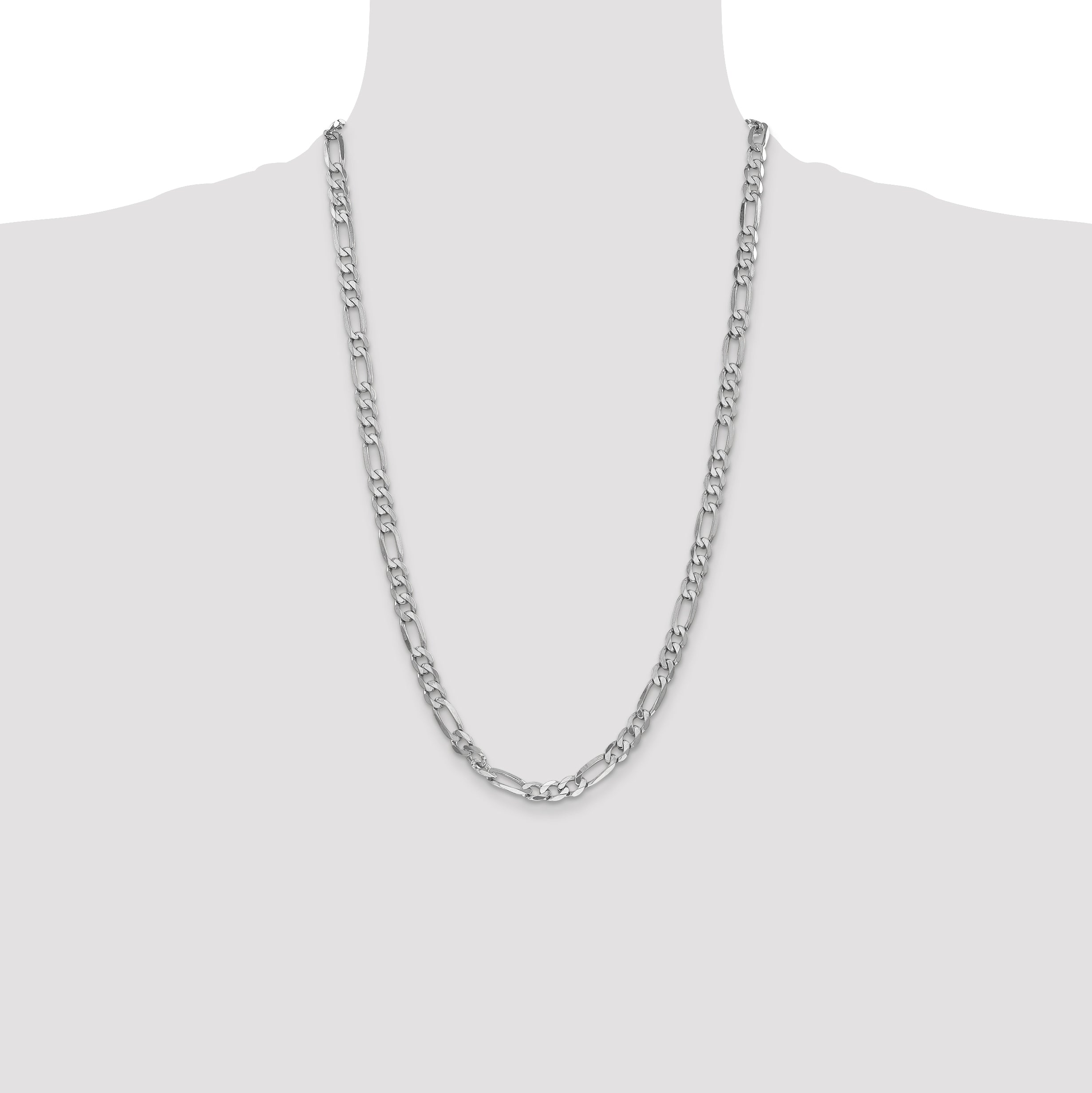 14k White Gold 6mm Flat Figaro Chain