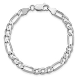 14k White Gold 6mm Flat Figaro Chain