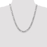 14k White Gold 7mm Flat Figaro Chain