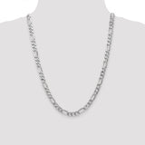 14k White Gold 7mm Flat Figaro Chain