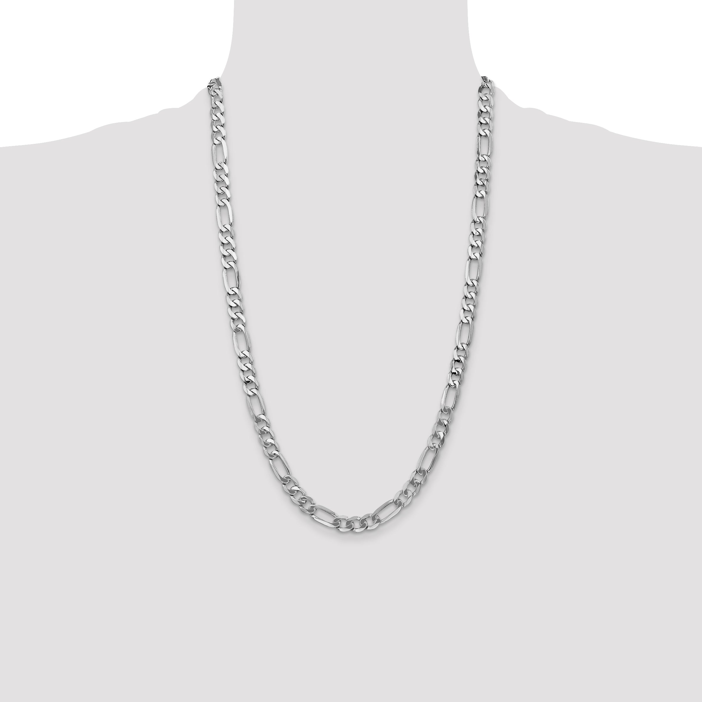 14k White Gold 7mm Flat Figaro Chain