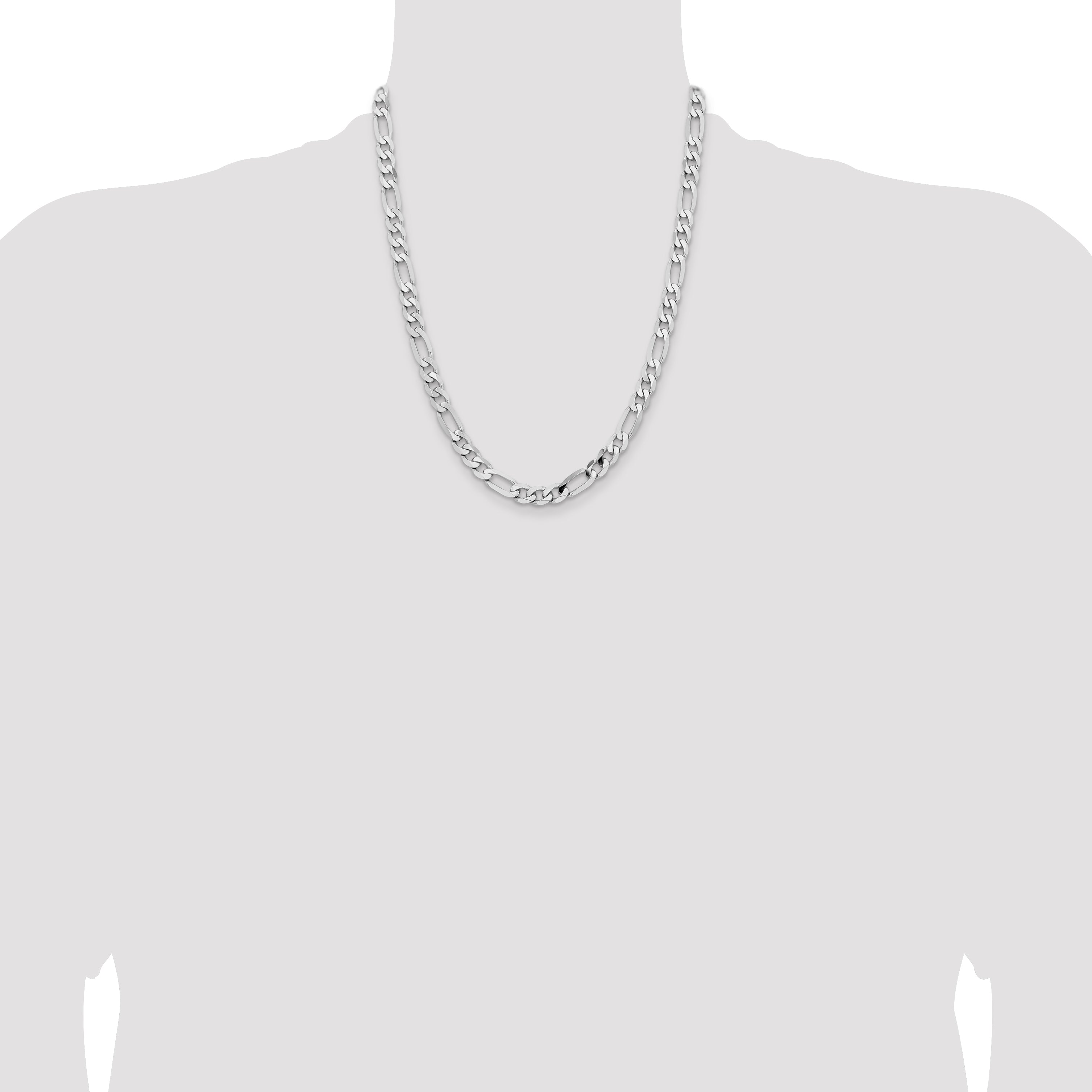 14k White Gold 7.5mm Flat Figaro Chain