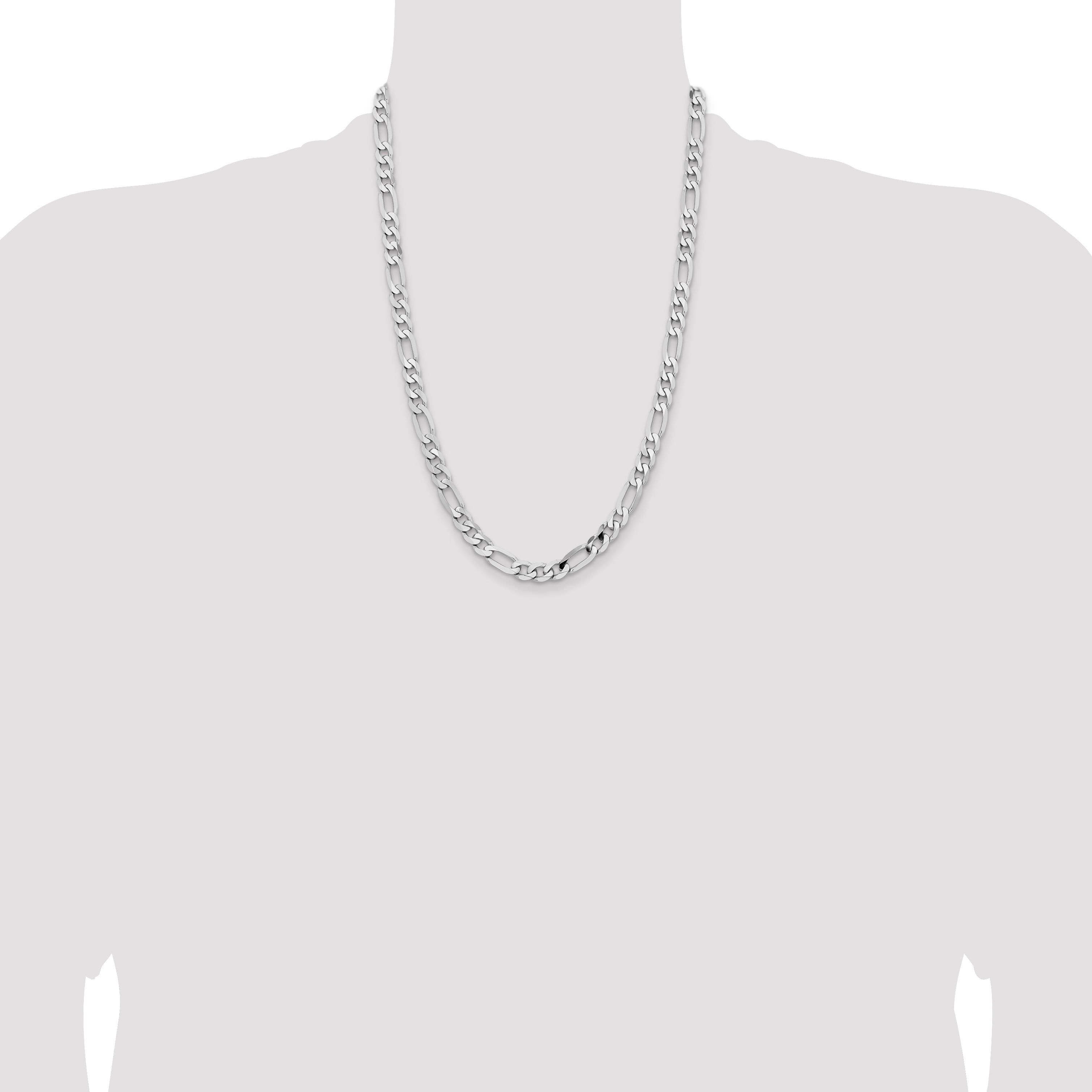 14k White Gold 7.5mm Flat Figaro Chain