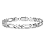 14k White Gold 7.5mm Flat Figaro Chain