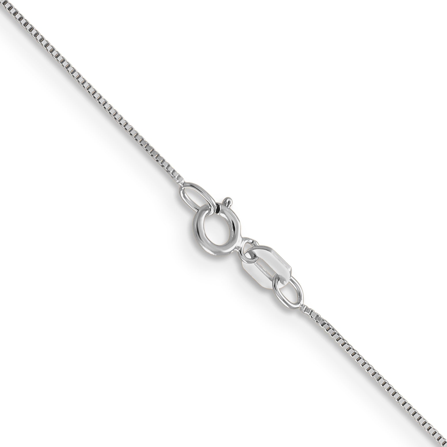 14k White Gold .5mm Box with Spring Ring Clasp Chain