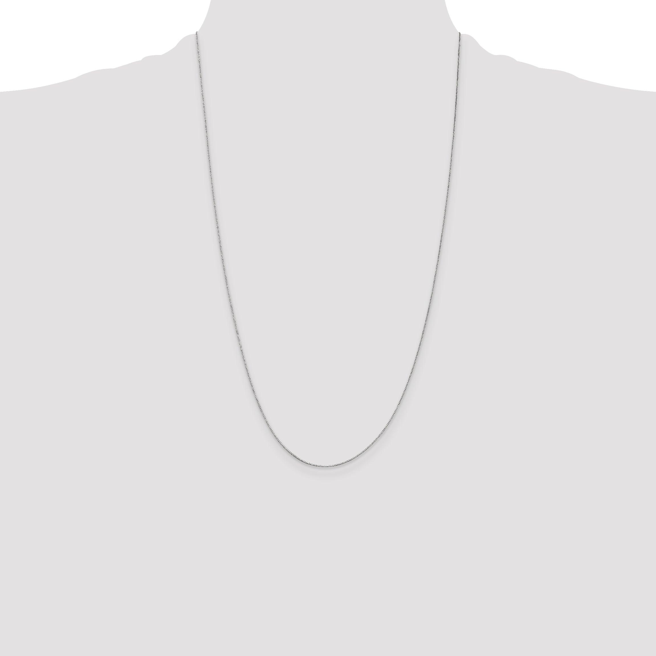 14k White Gold .5mm Box with Spring Ring Clasp Chain