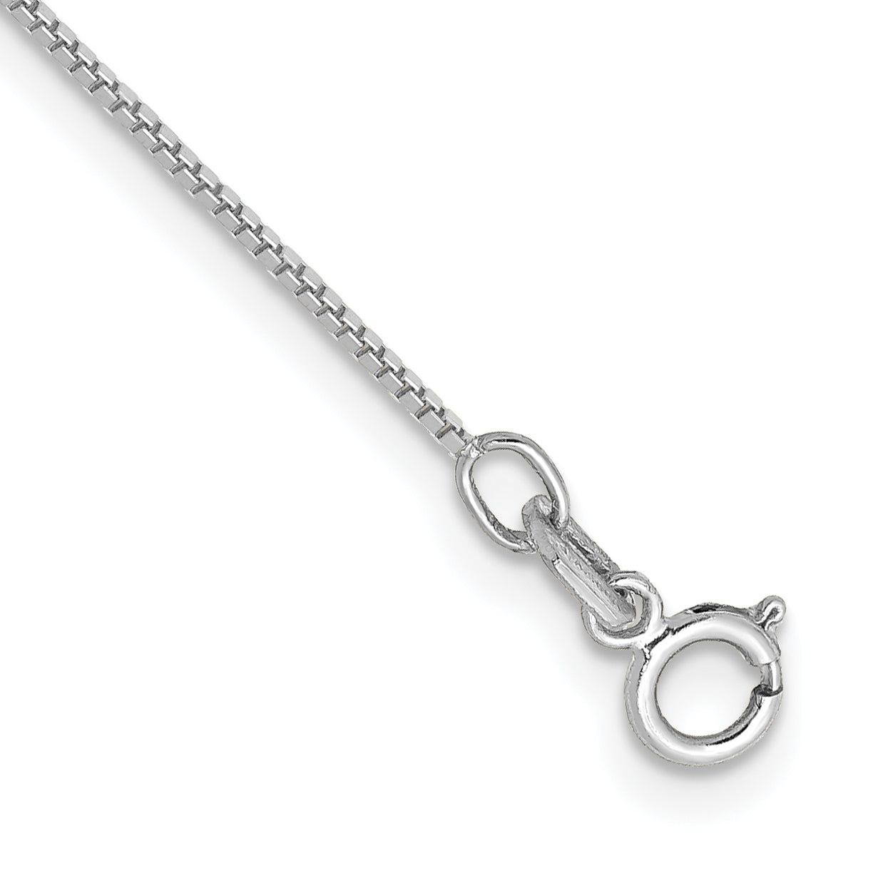 14k White Gold .7mm Box with Spring Ring Clasp Chain Anklet