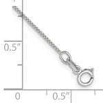 14k White Gold .7mm Box with Spring Ring Clasp Chain Anklet