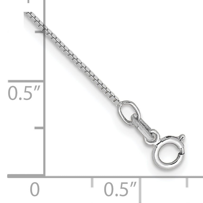 14k White Gold .7mm Box with Spring Ring Clasp Chain Anklet