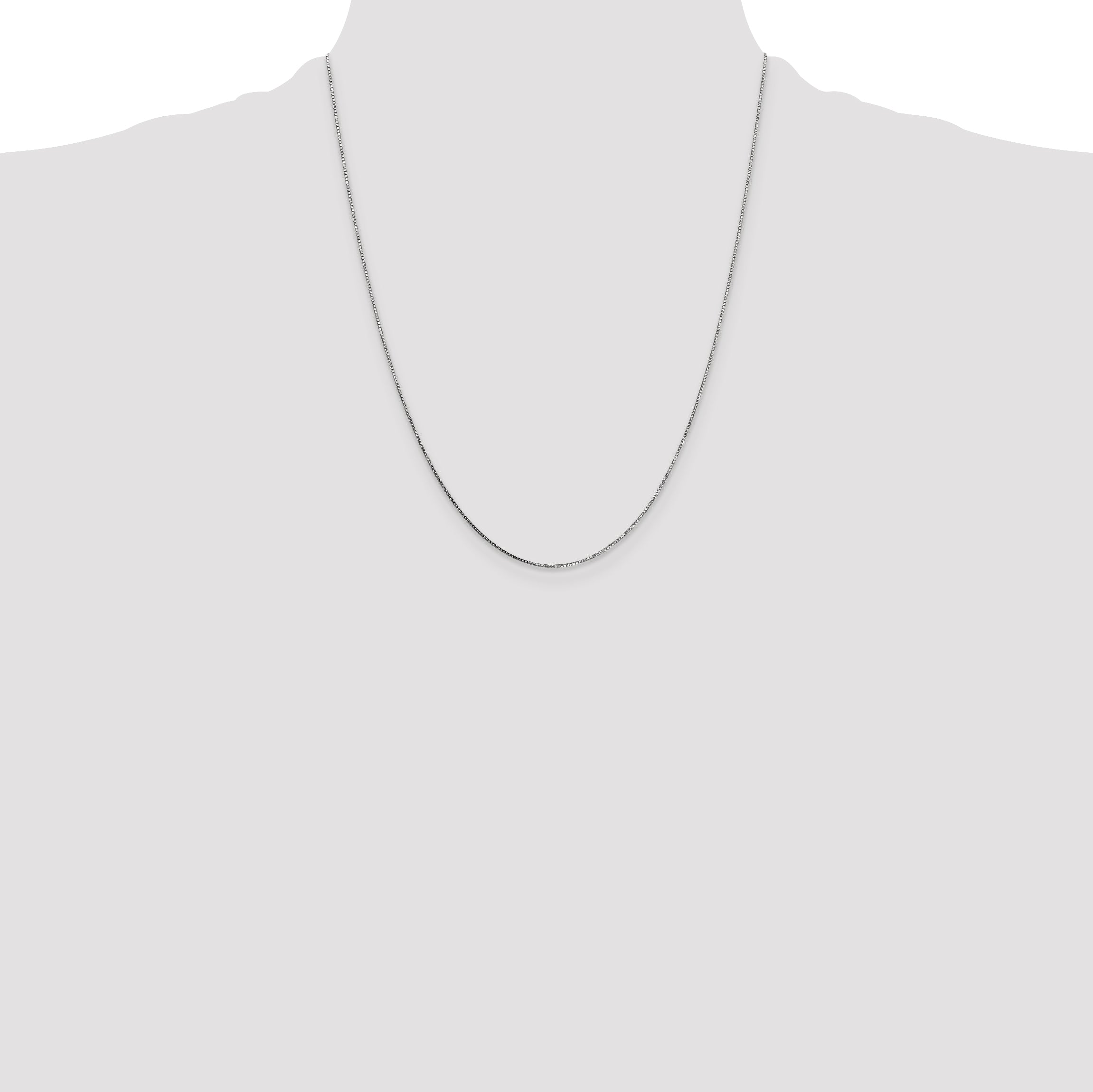 14k White Gold .7mm Box with Spring Ring Clasp Chain