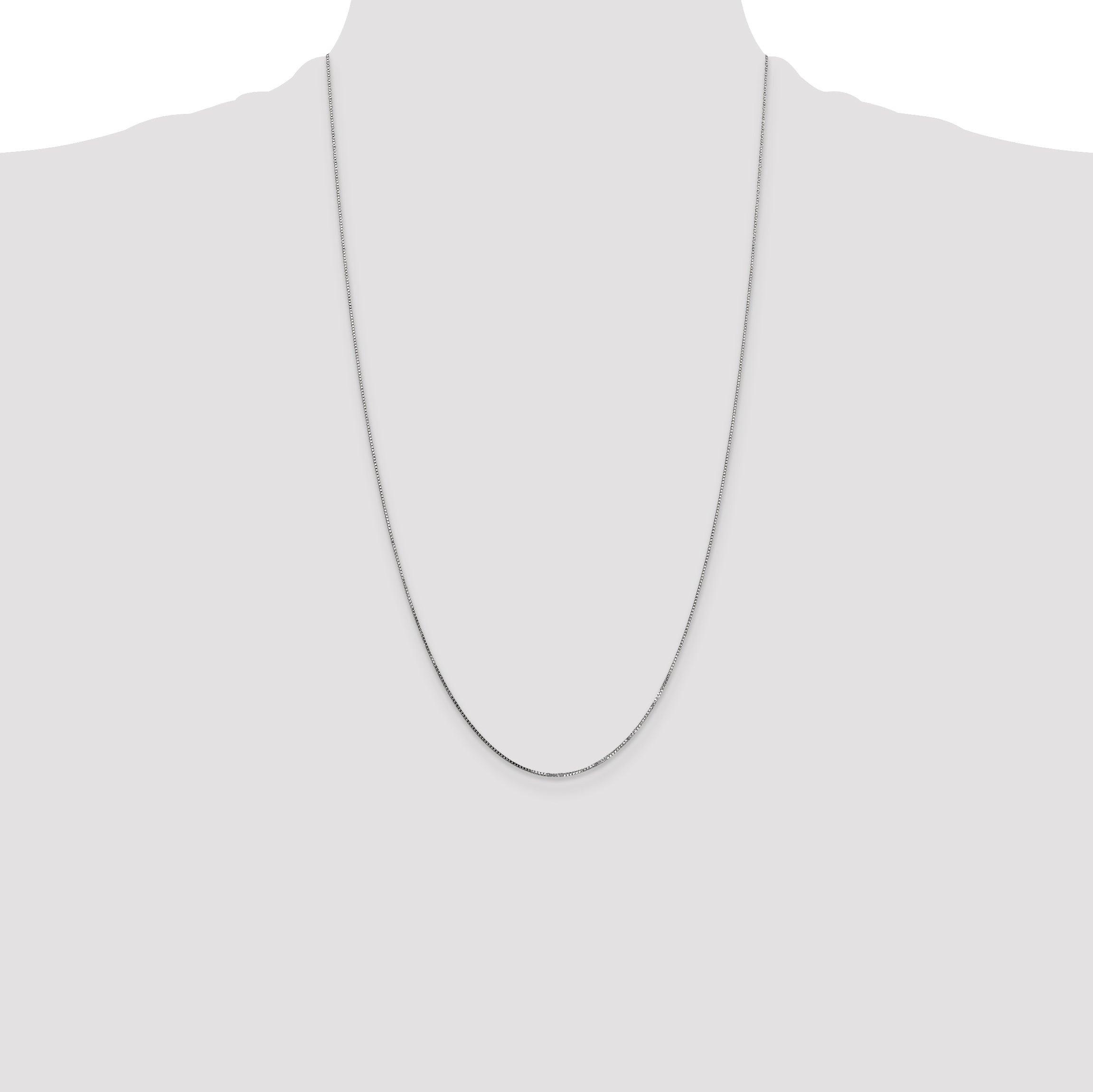 14k White Gold .7mm Box with Spring Ring Clasp Chain