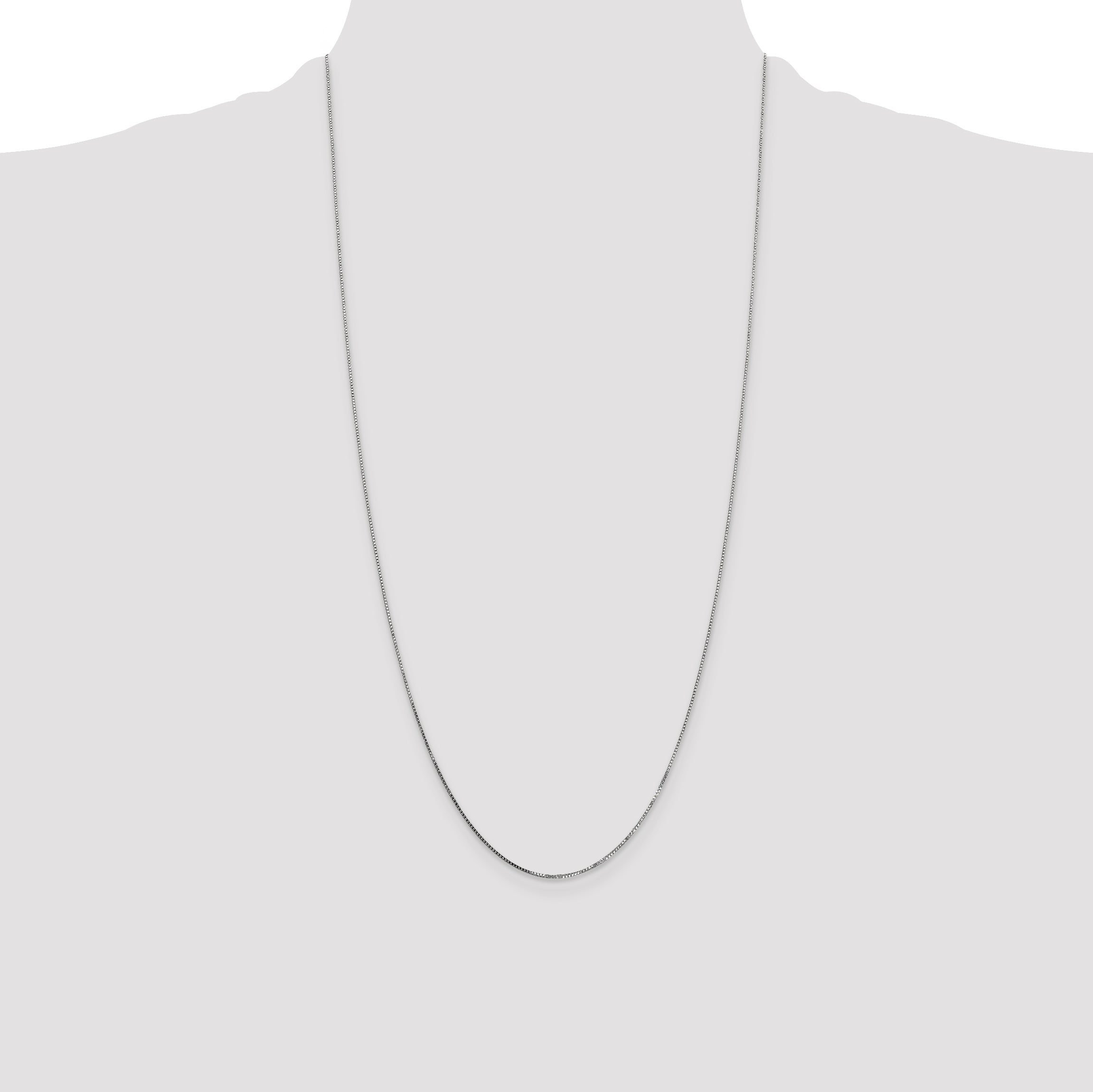 14k White Gold .7mm Box with Spring Ring Clasp Chain