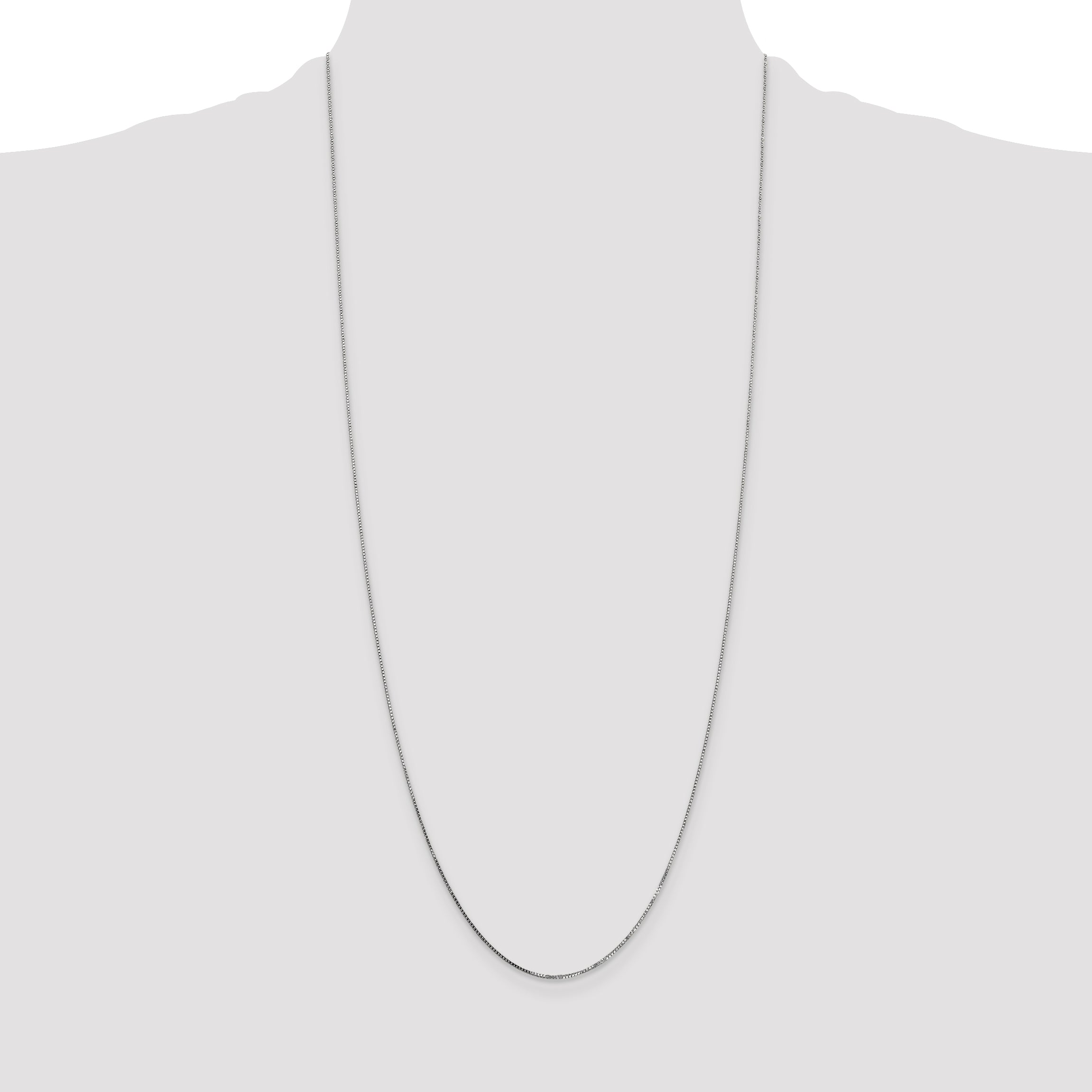 14k White Gold .7mm Box with Spring Ring Clasp Chain