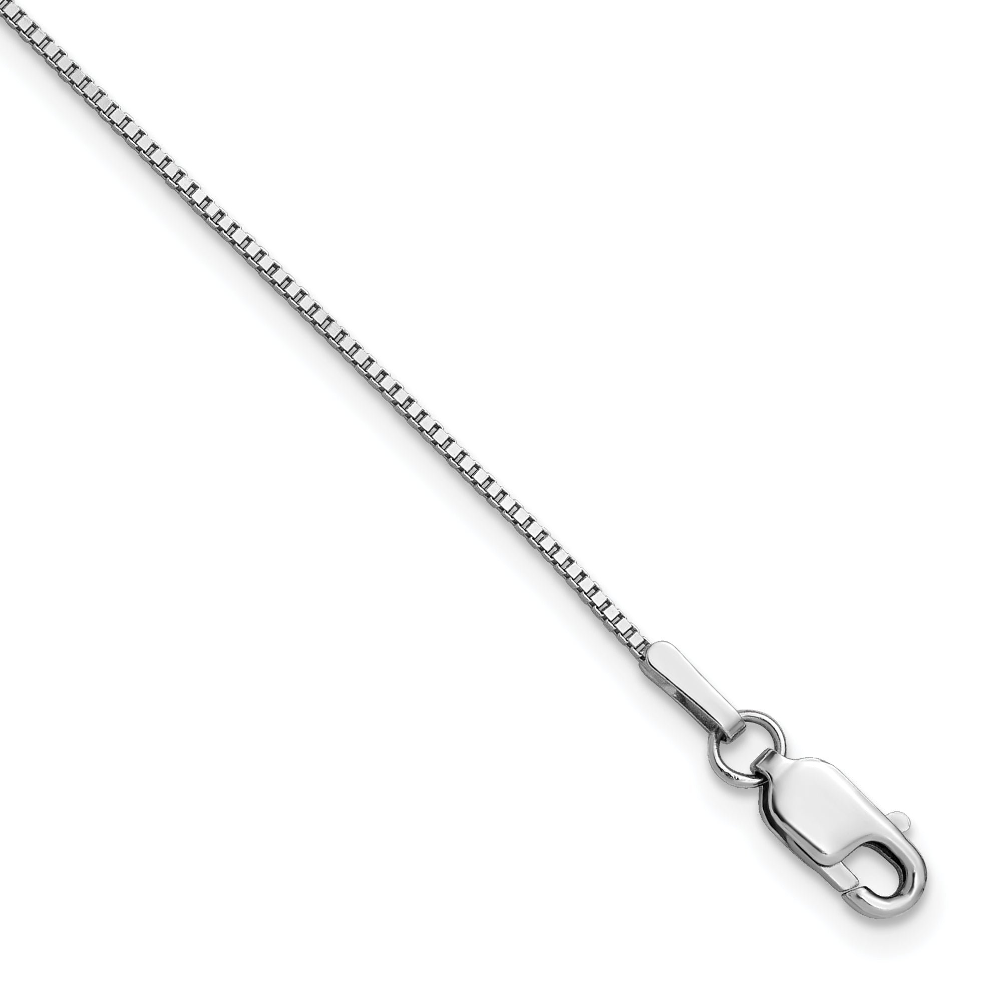 14k White Gold .95mm Box Chain Anklet