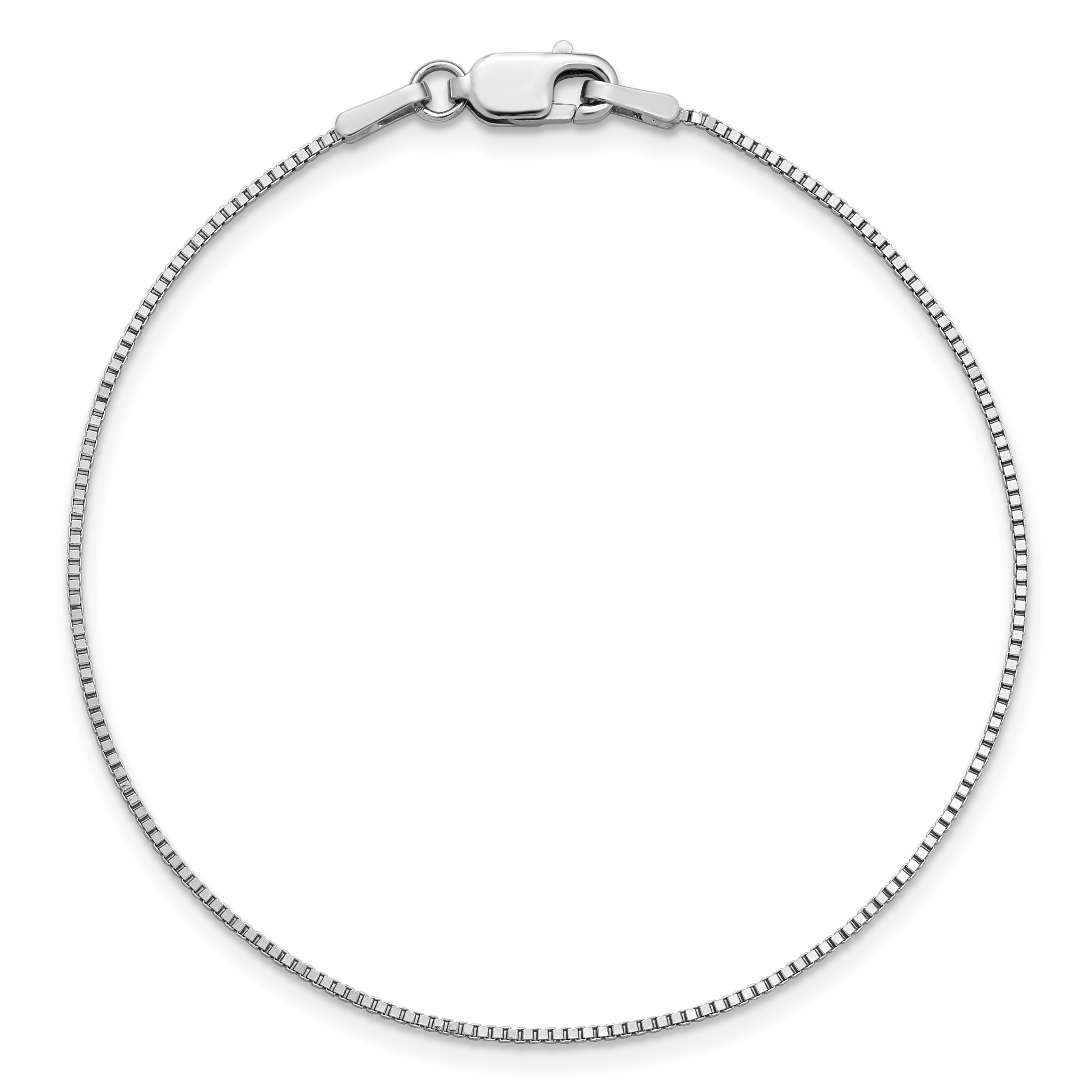 14k White Gold .95mm Box Chain Anklet