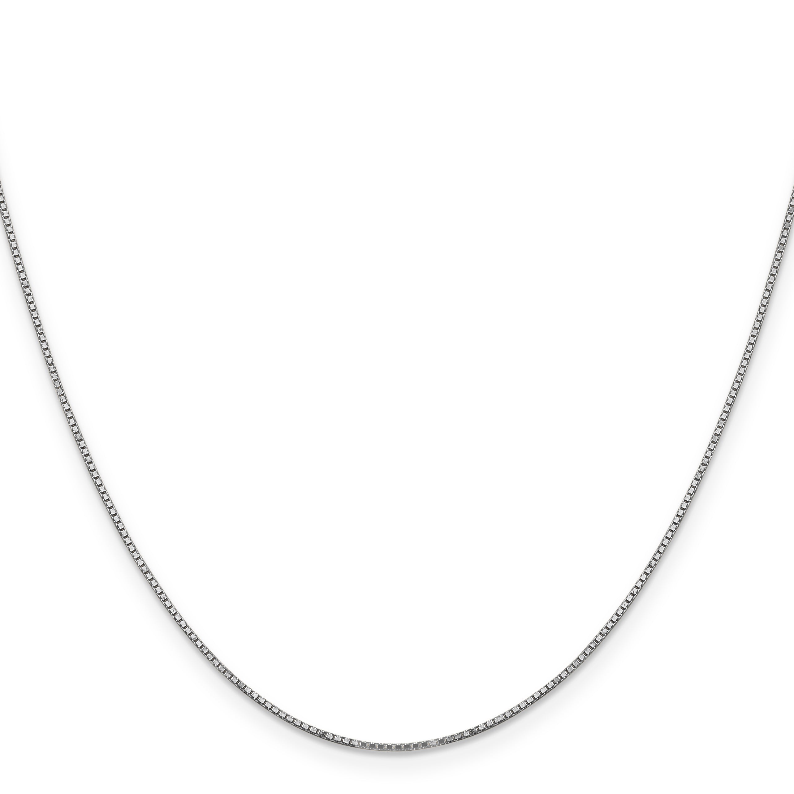 14k White Gold .9mm Box with Spring Ring Clasp Chain