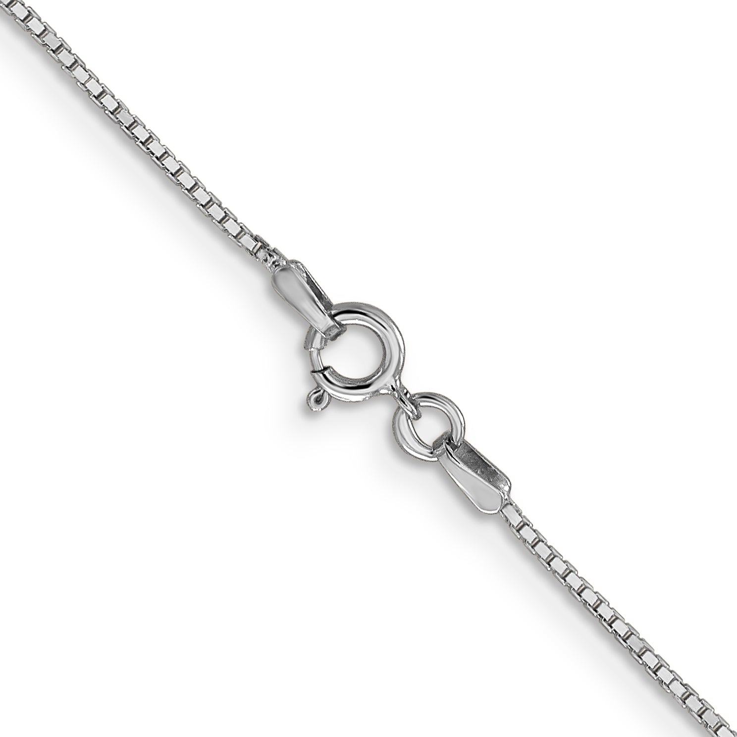 14k White Gold .9mm Box with Spring Ring Clasp Chain