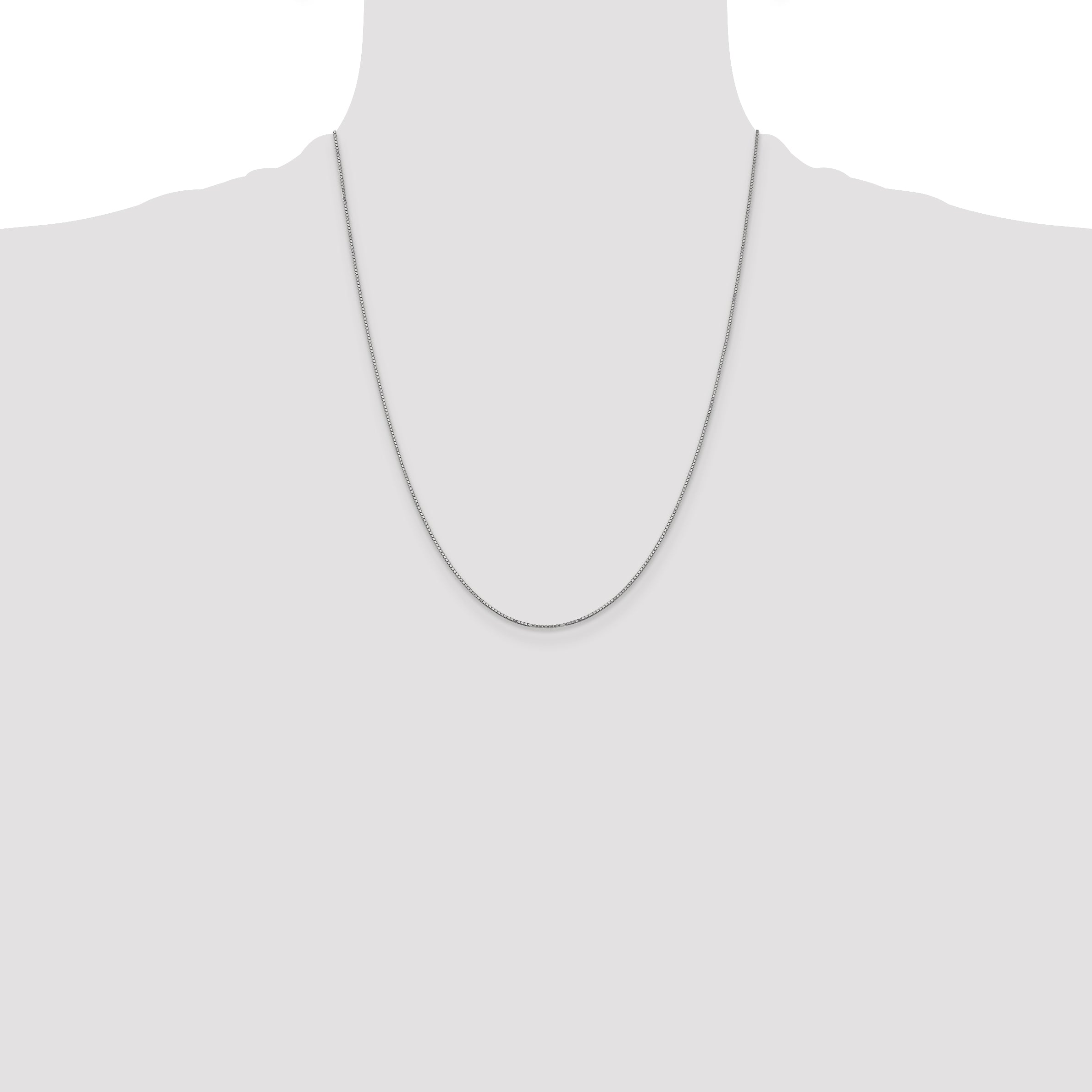 14k White Gold .9mm Box with Spring Ring Clasp Chain